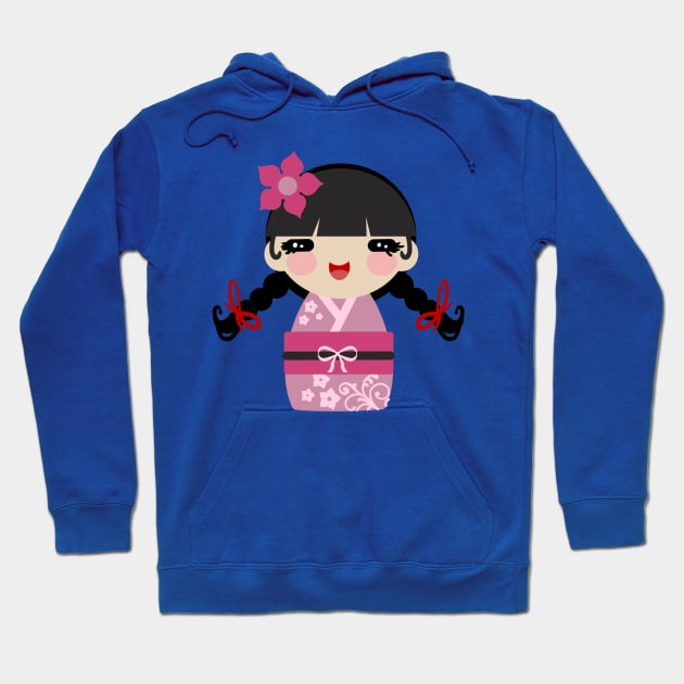 Pink Kokeshi Hoodie by saradaboru